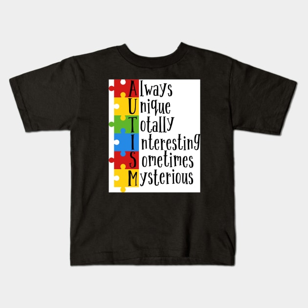 Autism Unique Awareness Kids T-Shirt by Wanderer Bat